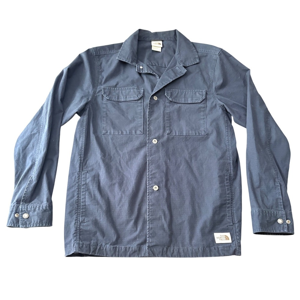 The North Face Mens Navy Blue Ripstop Utility Snap Front Shirt Jacket Size M
